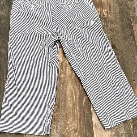 Talbots Chelsea Women's Size 10 Seersucker Crop Capri Pants Blue & White Striped - Picture 10 of 10
